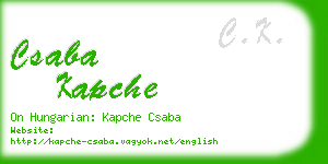 csaba kapche business card